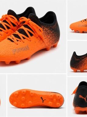 Puma Orange and Black Football soccer boys Cleats